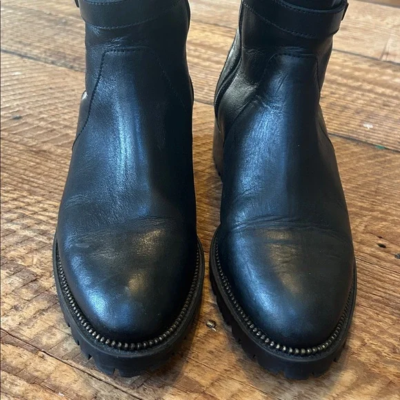 Fabianelli Black Leather double strap moto boot - Picture 3 of 8